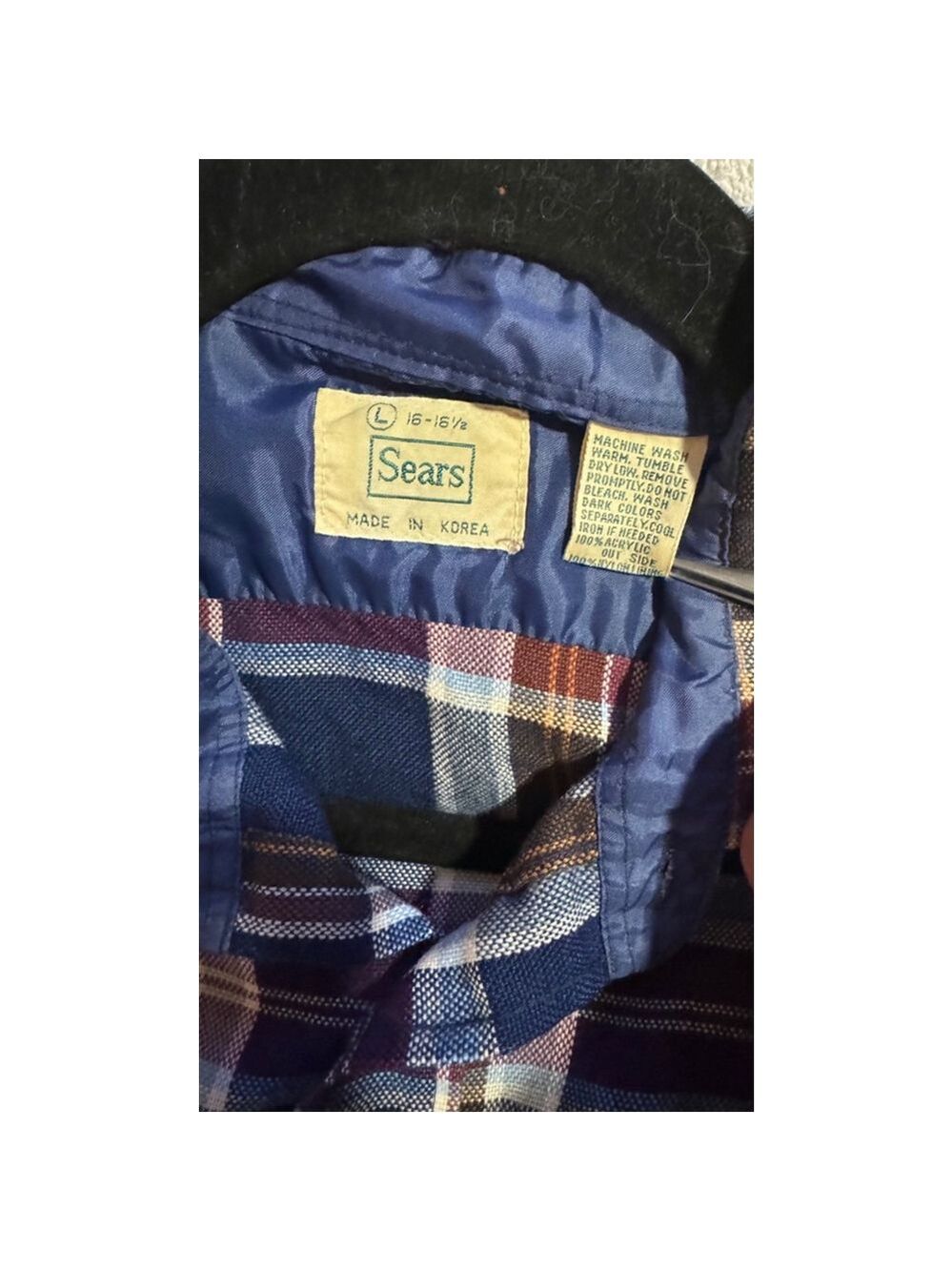 1980'sVintage Sears long sleeve shirt stripes size 16/161/2. Acrylic small flaw